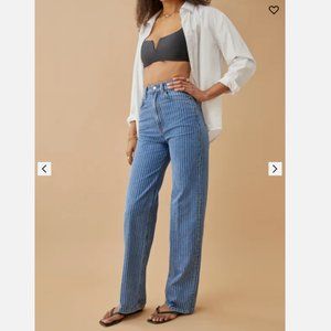 Reformation Hailey Pinstripe High Rise Wide Leg Jeans NWT Size 29